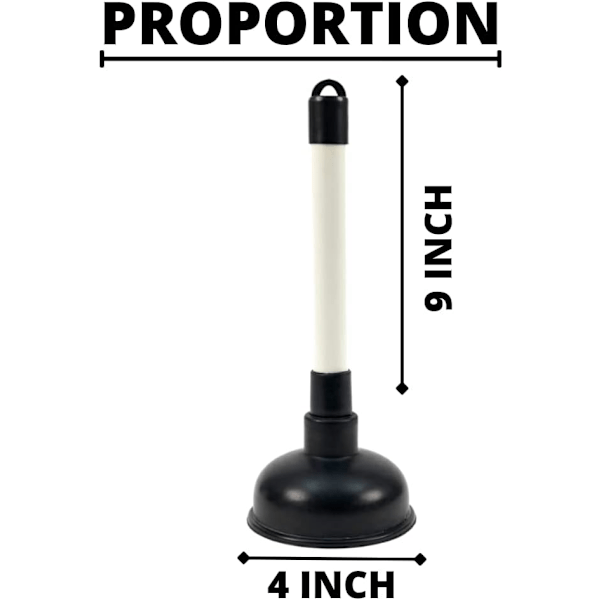 Toalett- og avløpsrenser - 100 mm (4 tommer) kopp og 225 mm (9 tommer) plastgrep med svart kopp, avløpsrenser for hjemmet, T