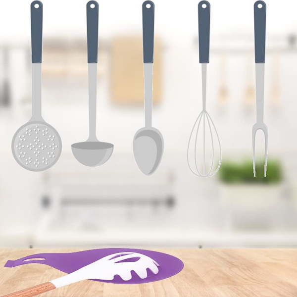 zl Ske Rest, Silikon Ske Rest, Køkken Silikon Ske Rest, Køkken Silikon Ske Holder, Madlavning Ske Rest, Madlavningsredskab Rest, til Spatel Purple