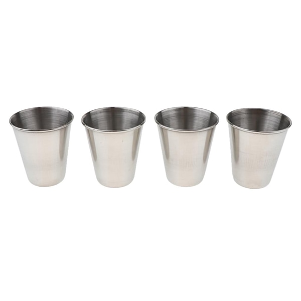 4 stk. rustfri stålkopper til børn og voksne, stabelbare, nemme at bære, 70 ml