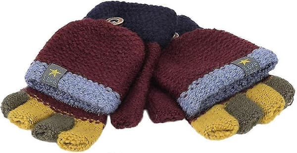 Stickade Halvfingerhandskar Unisex Varma Handskar För Flickor