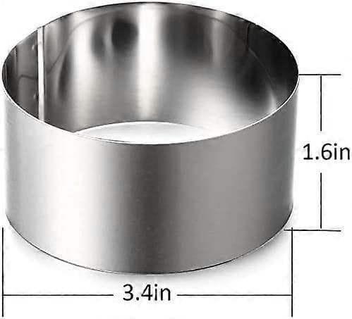 Mousseringe i rustfrit stål, kagecirkel, kageform med trykker, 8 cm diameter, sæt med 6 (rund)