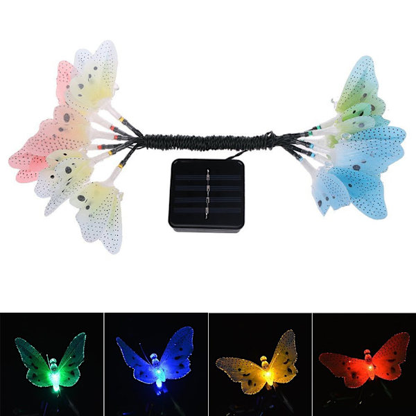 LED-aurinkokennovalosarja, moniväriset perhoskeijut, vedenpitävä, ulkovalaistus, kotipuutarha, terassi, nurmikon juhlat