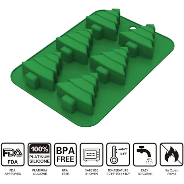 Jule Silikonforme, Juleforme Jule Chokoladeforme Jule Chokolade Slik Gele Kage Bageform til Julefest Tilbehør Green Christmas Tree 12 Cavity