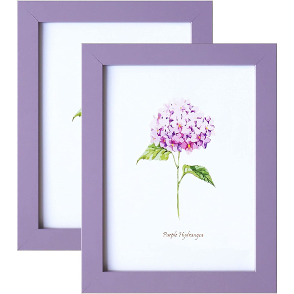 Billedramme til 6x8 tommer foto Lilla ramme MDF billedramme 2-pak til bordplade og væg Purple 8x6 inch/ 15.2x20.3 cm