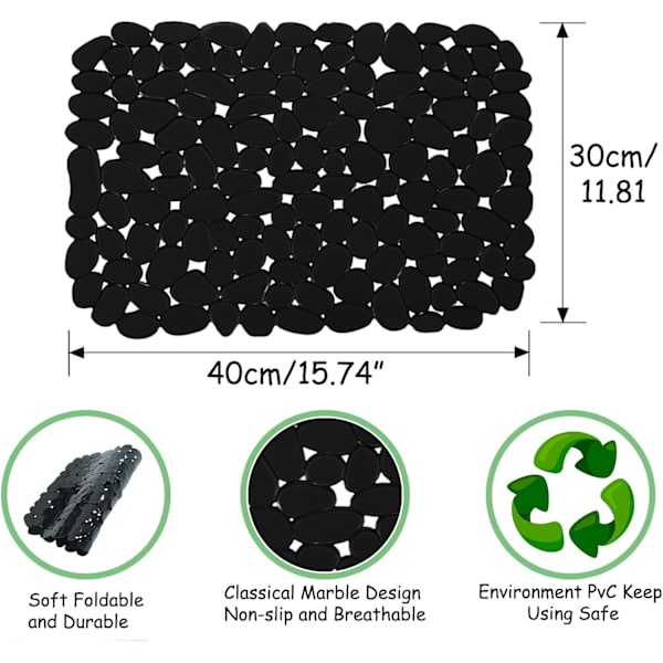 2-pack Diskbänkskydd, 40 x 30 cm DIY-klippbar Diskbänkskydd för Köksbänkar i Rostfritt Stål, Snabbavvattnande Diskbänkskydd för Diskar och G Black