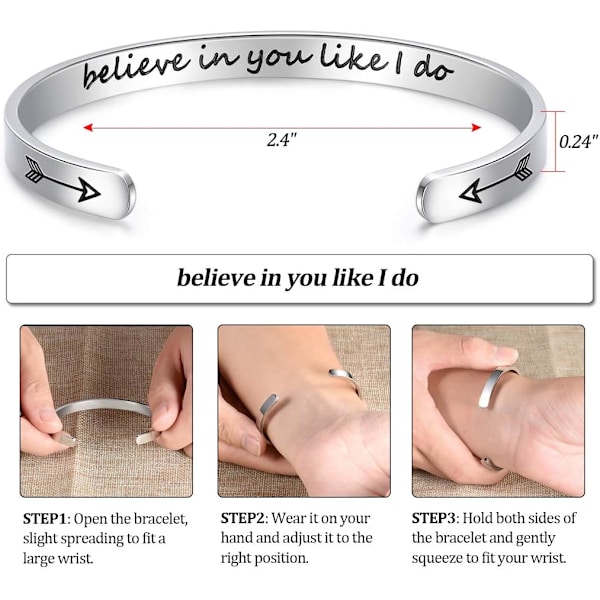 Vänskapsarmband för kvinnor - Inspirerande vänskapspresenter till bästa vän, motiverande manschettarmband för systrar, mamma, lärare, presenter 1Believe in you like I do