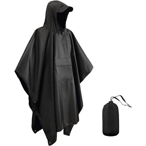 Vanntett poncho for voksne, gjenbrukbar lett regnponcho for voksne vanntett med snorhette for utendørs fotturer camping sykling reiser vanntett