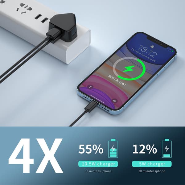 USB-plugg 3-pakning 3-pin, 5V 2.1A USB-lader Pluggadapter Veggplugg Uttak Telefonadapter Flere Strømadaptere Hurtiglading