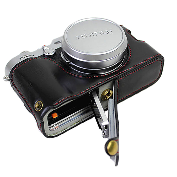Beskyttende læder kamerataske til Fujifilm x100f Sort