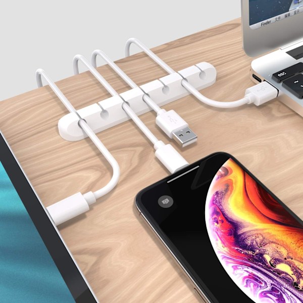 753 johtopidike, 3 kpl kaapelin hallintajärjestelijäpidikkeitä, itseliimautuvia, USB-latauskaapelille, virtajohdolle, hiirikaapelille (valkoinen) White 753