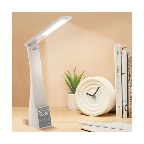 LED Skrivebordslampe - PZCC - Vækkeur - 3 Farvetemperaturer - USB Genopladelig - Øjenbeskyttelse