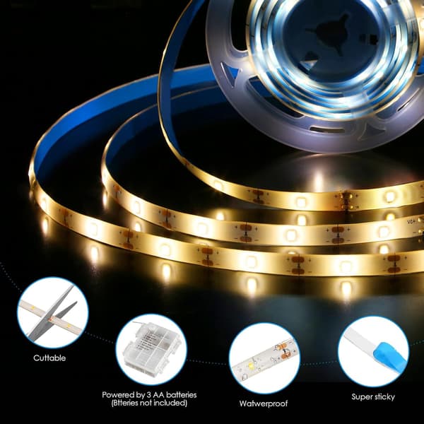 LED Strip, 3M 180 LED Battery Powered LED Strips with Remote Control, 8 Modes, Self-Adhesive, Waterproof for Home