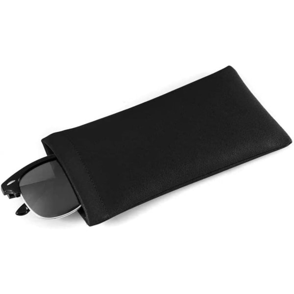 yyds F Glasögonfodral Mjukt, PU Läder Solglasögon Läsglasögon Påse Glasögonväska för Kvinnor Män Black Glasses Pouch