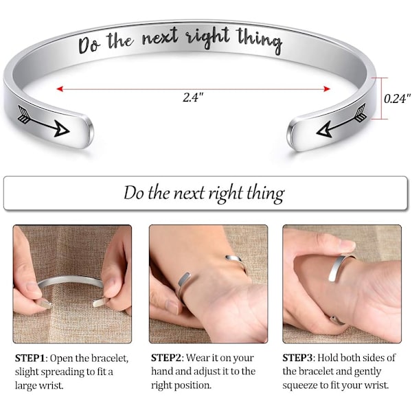 Vänskapsarmband för kvinnor - Inspirerande vänskapspresenter till bästa vän, motiverande manschettarmband för systrar, mamma, lärare, presenter 1Do the next right thing