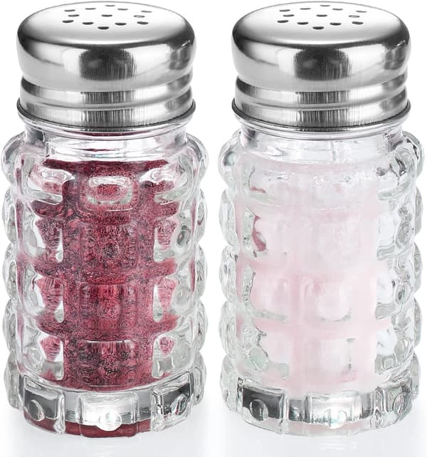 Salt- og peberkværn i glas, cylindrisk saltkværn