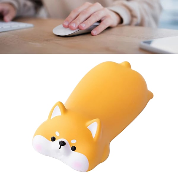 Mus handledsstöd 12,5 x 6 cm Litet PU Tecknad Djur Trötthetslindring Hund Sött Mus Handledsstöd för Laptop Tangentbord yellow