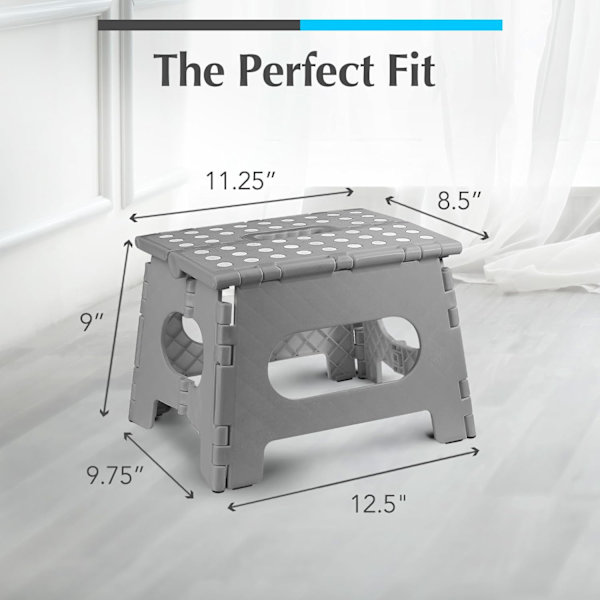 Sammenleggbar trinnkrakk - Den lette trinnkrakken er robust nok til å støtte voksne og trygg nok for barn. Åpnes enkelt med ett kast. Flott for Gray 9Inch  2PACK