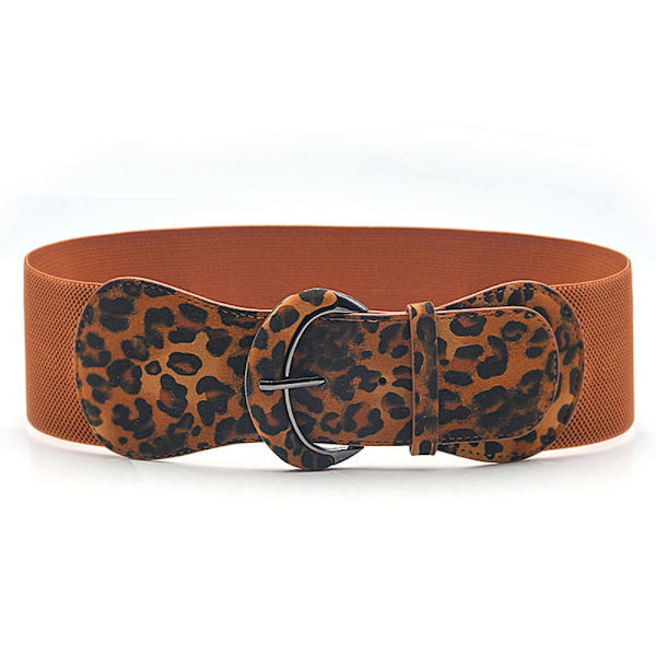 Bredt elastisk bælte Cinch talje Stretchbælte PRINT Leopard print