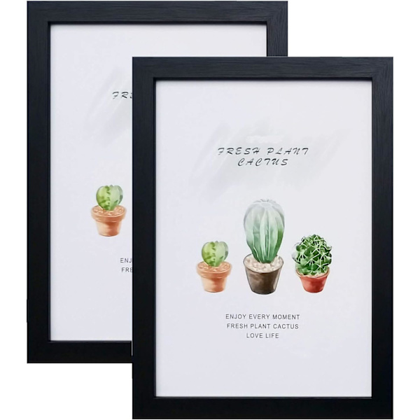 Bildram för A4-foto Svart ram MDF Fotoram 2-pack för bordsskiva och vägg Black A4 / 21x29.7 cm