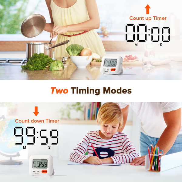 Kjøkkentimer Barnetimer, Tidtaker med Strømbryter, Egnet for Ulike Anledninger som Matlaging, Baking, etc., Leveres med et AAA-batteri