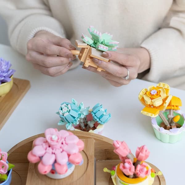 Creative Simulation Pot Artificial Particle Flower Botanical Collection Building Blocks Toy (Tiger)