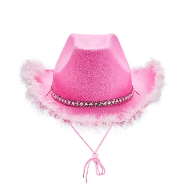Dame Tiara Cowgirl Hat Western Party Hat Tilbehør Disco Costume Cowboy Hat Rosa