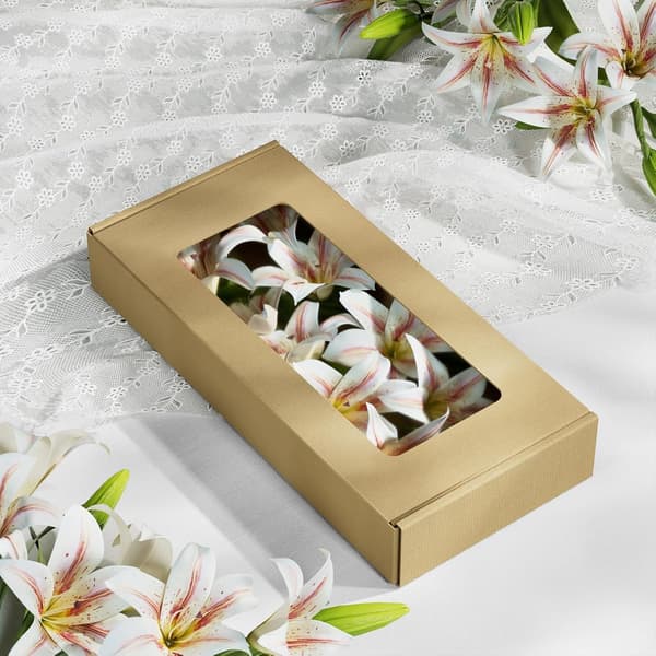 6 Pcs Artificial Lily Set, Short Stem Artificial Flowers with 12 Fully Bloomed Lily Heads and 6 Buds for Office/Wedding/Home