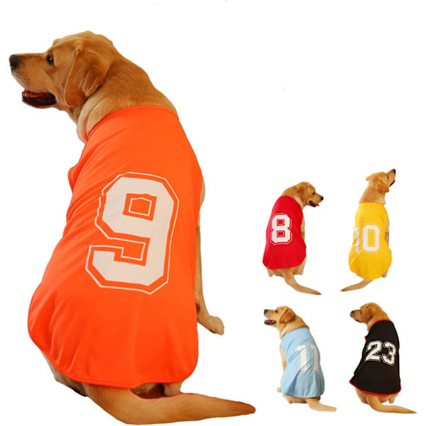 t-numeroinen painettu kesäpohjainen liivi pentu hengittävä t-paita lemmikkieläinten hihaton tankki yläosa vaatteet suurille keskikokoisille pienille koirille (X-Large, oranssi) Orange XLarge