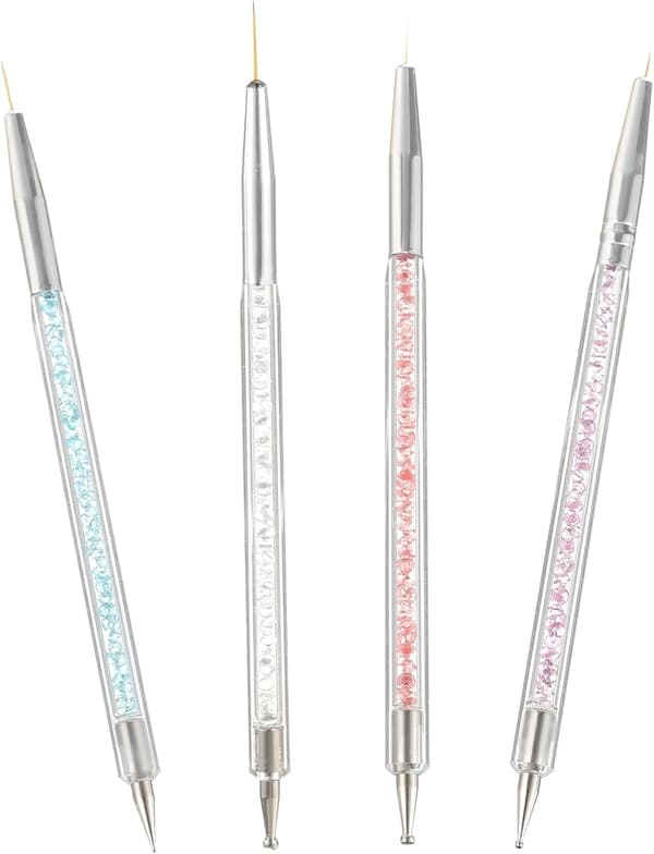 Double-sided Dotting Tools - 5 pcs Nail Art Liner Brushes for Manicure Drilling Drawing