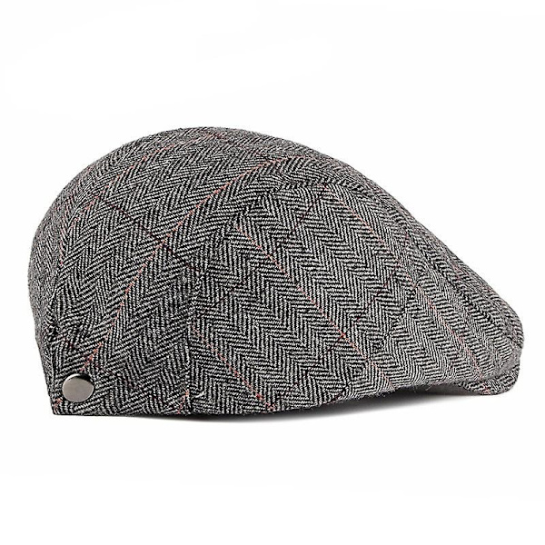 2022ny Herr Randig Basker Vår Höst Vinter Klassisk Mode Vild Newsboy Hatt Vintage Casual Hatt Justerbar Ull Varm Barett Brun