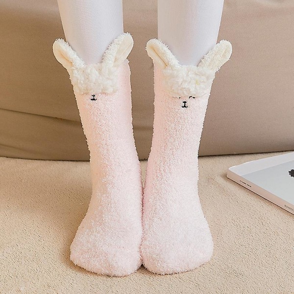 1 par vuxna strumpor tecknad katt kanin alpacka giraff kyckling luddig fluffig tjocknad stretchig håller värmen korallfleece höst vinter golv sova strumpor