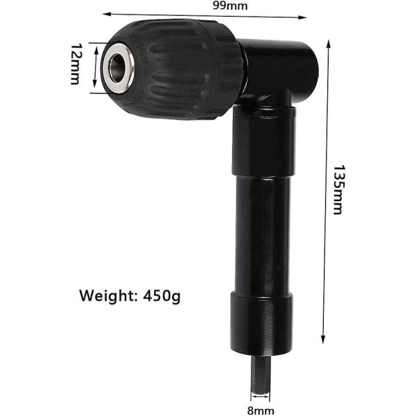 Selvstrammende 90 graders rettvinklet chuck, hurtigutløsende drill albue chuck bit skrutrekker vinkelhode chuck bit adapter rettvinklet drill bit