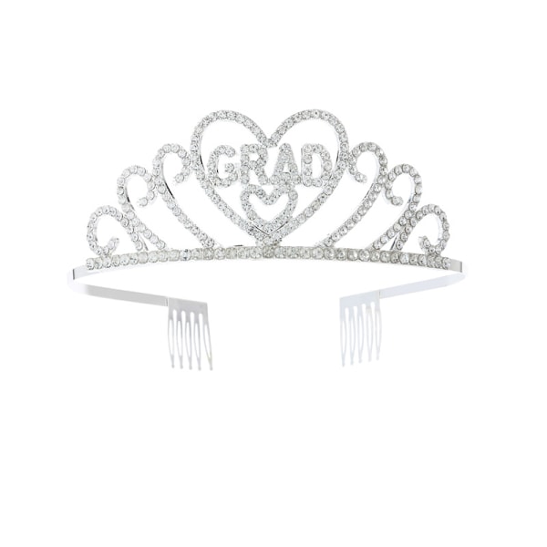 Examenskrona Rhinestone Hårband Examenskrona, Lämplig för Examensfesttillbehör, Festgåvor, Examensdekorationer, Silver