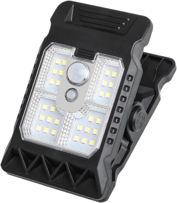 Clip-on solcellelampe - Udendørs solcellelampe, 11,2 cm - 400 mAh vandtæt lampe med bevægelsessensor