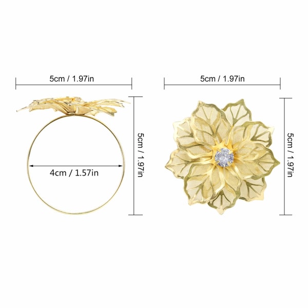 12 stk gull serviettringer hullet ut blomsterlegering serviettringholdere for julemiddag bryllupsbursdagsfest feriebankettdekorasjonstjeneste