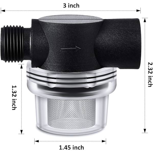 Vattenpump Silfilter Set Inkluderar Twist On Pipe Sil och Extra 50 Mesh Rostfritt Stål Filter Skärm, RV Ersättning 1/2 Sediment Fi