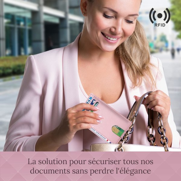 Porte Carte identité française Femme [ Blocage RFID ] Portefeuille Carte bancaire Anti piratage, Anti fraude - Élegant ja Minimaliste | Protégez V Black Small