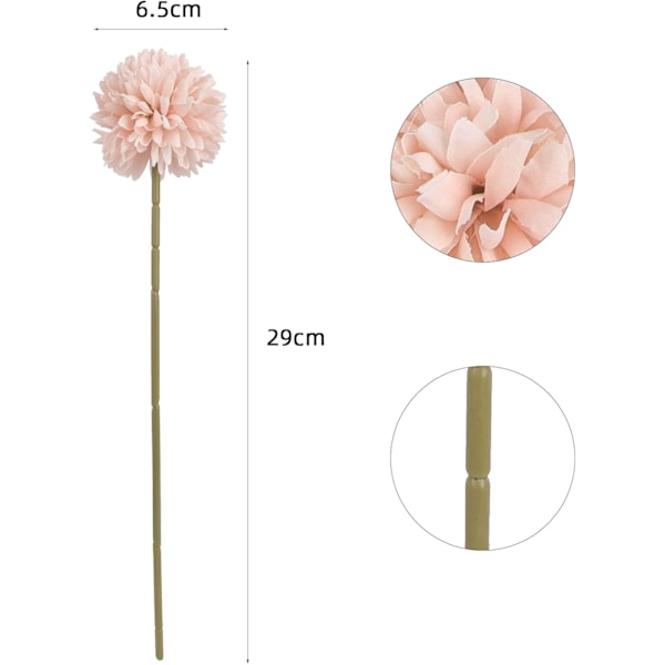 Keinotekoiset krysanteemipallot, keinotekoinen hortensia kimppu, silkkiset keinotekoiset krysanteemikasvit sisätiloihin, ulkotiloihin, puutarhaan, kukka-asetelmiin Light Pink