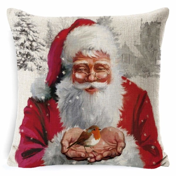 Sæt med 4 julepude pudebetræk Sofa Sofa Pudebetræk til juledekoration, pudeindlæg medfølger