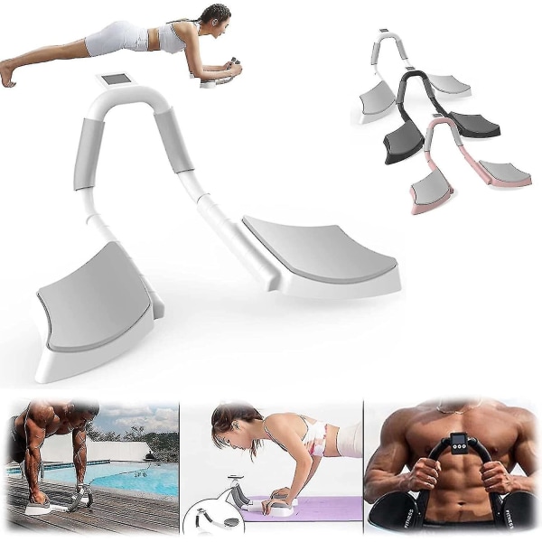 Alg Multifunktionell Timing Plank Trainer, Plank Trainer Med Timer, Bärbar Plank Trainer Dynamisk Abs Core Träning-färgvit