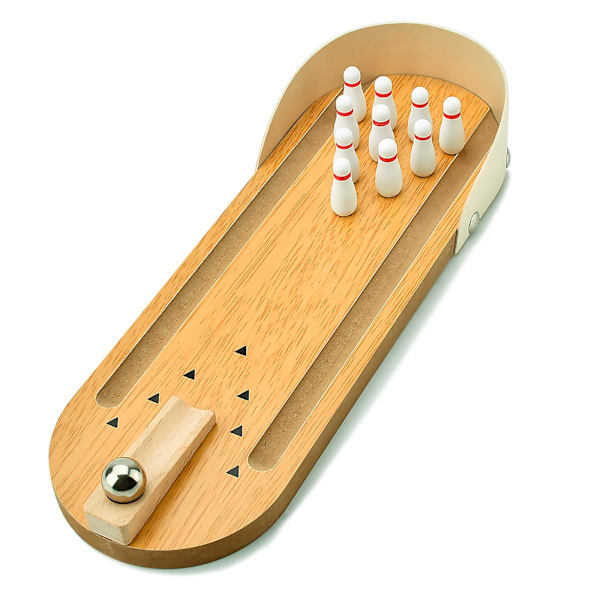 Bordsspel i miniatyrbowling, träminiatyrbowlingset för hemmakontorsleksaker, roliga födelsedagspresenter för män, kvinnor, vuxna, tonåringar, pojkar