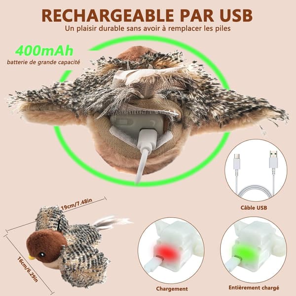Large Bird Shaped Cat Toy, Sound Bird Toy, Simulated Chirping Bird (Chirping+Flapping+Remote Control)