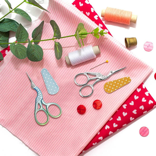 Saxar små, 2-pack sy saxar små klassiska stork saxar hantverk rostfritt stål skräddarsydda saxar skarpa handarbetssaxar med PU Pr Stork 1 Pack
