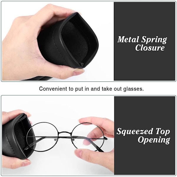 yyds F Glasögonfodral Mjukt, PU Läder Solglasögon Läsglasögon Påse Glasögonväska för Kvinnor Män Black Glasses Pouch