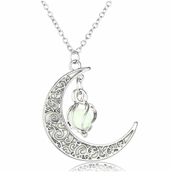 3 st Månskenshalsband Ädelsten Smycke Silverpläterad Dam Halloween Hänge Ihålig Självlysande Sten Hängsmycke Halsband Gåvor