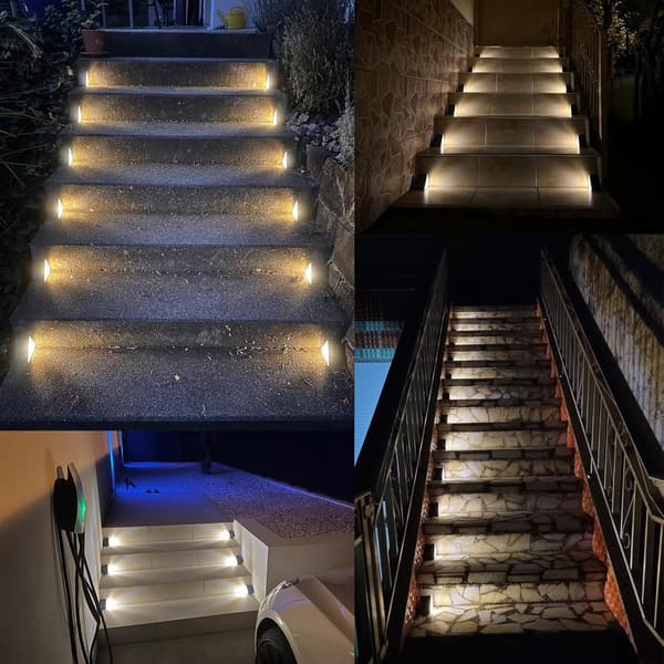 Solar Powered Stair Light Outdoor Warm White Light - 6-pack - 1W IP65 - 8*6.5cm - Waterproof Lighting for Steps and Decks