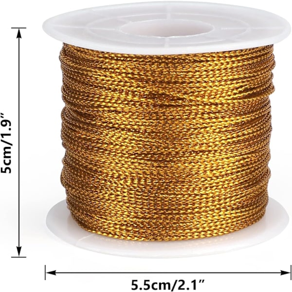 100M Gold Thread, Gold Thread Twist Tie with Spool, Gold Metallic Thread for Jewelry String, DIY Crafts and Packaging String