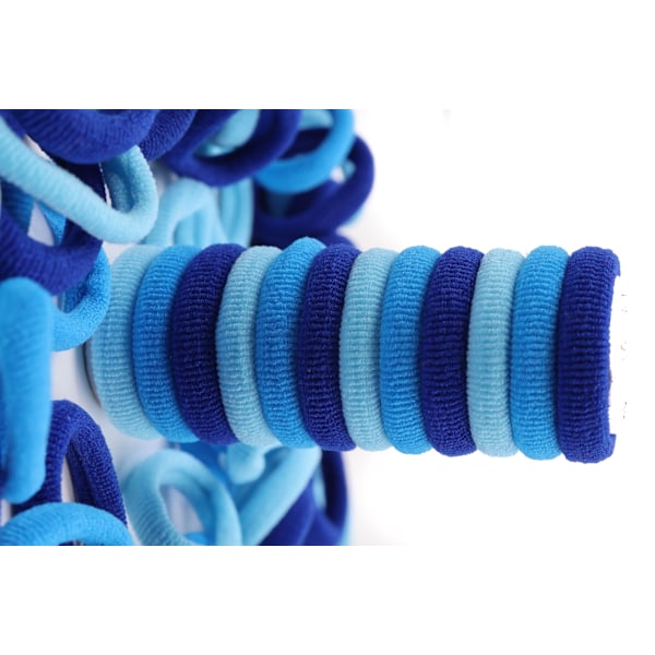 100 stk. Mini Bløde Hårelastikker Sømløse Hårelastikker Børne Hårringe Strikket Stof Hårelastikker (Gradient Blå) Blue