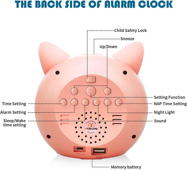 Kids Alarm Clock, Kids Sleep Training Alarm Clock, Alarm Clock with Light Digital Clock Sleep Training Night Light Machine Nap Timer