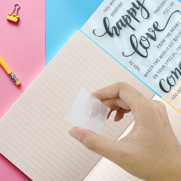 6 stämpelblock med rutnät och grepp, akryl transparenta stämpelblock set väsentliga stämpelverktyg för scrapbooking hantverk korttillverkning, sorterade